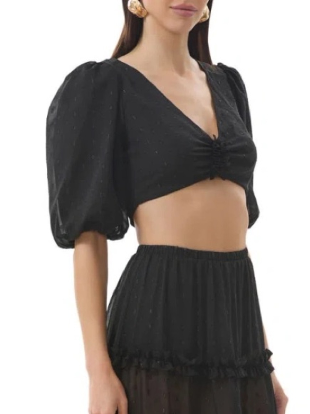 AFRM Cutout Puff Sleeve Crop Top